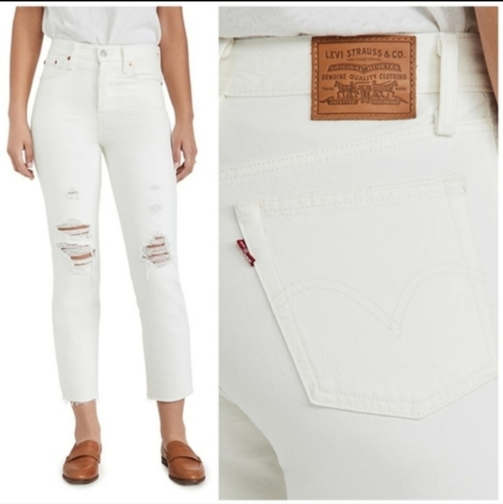 Levi's Wedgie Straight Distressed Jeans 25 - Picture 4 of 6